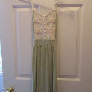 Women's Mint Green/White Spaghetti Strap Dress